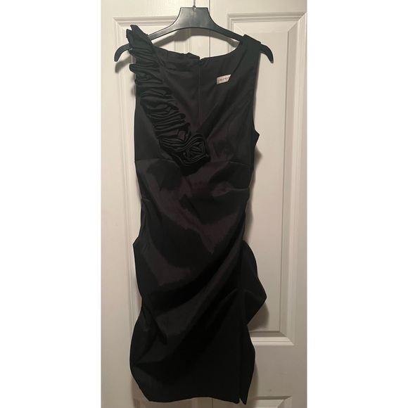 Black Cocktail Dress with Floral Collar - Picture 1 of 4